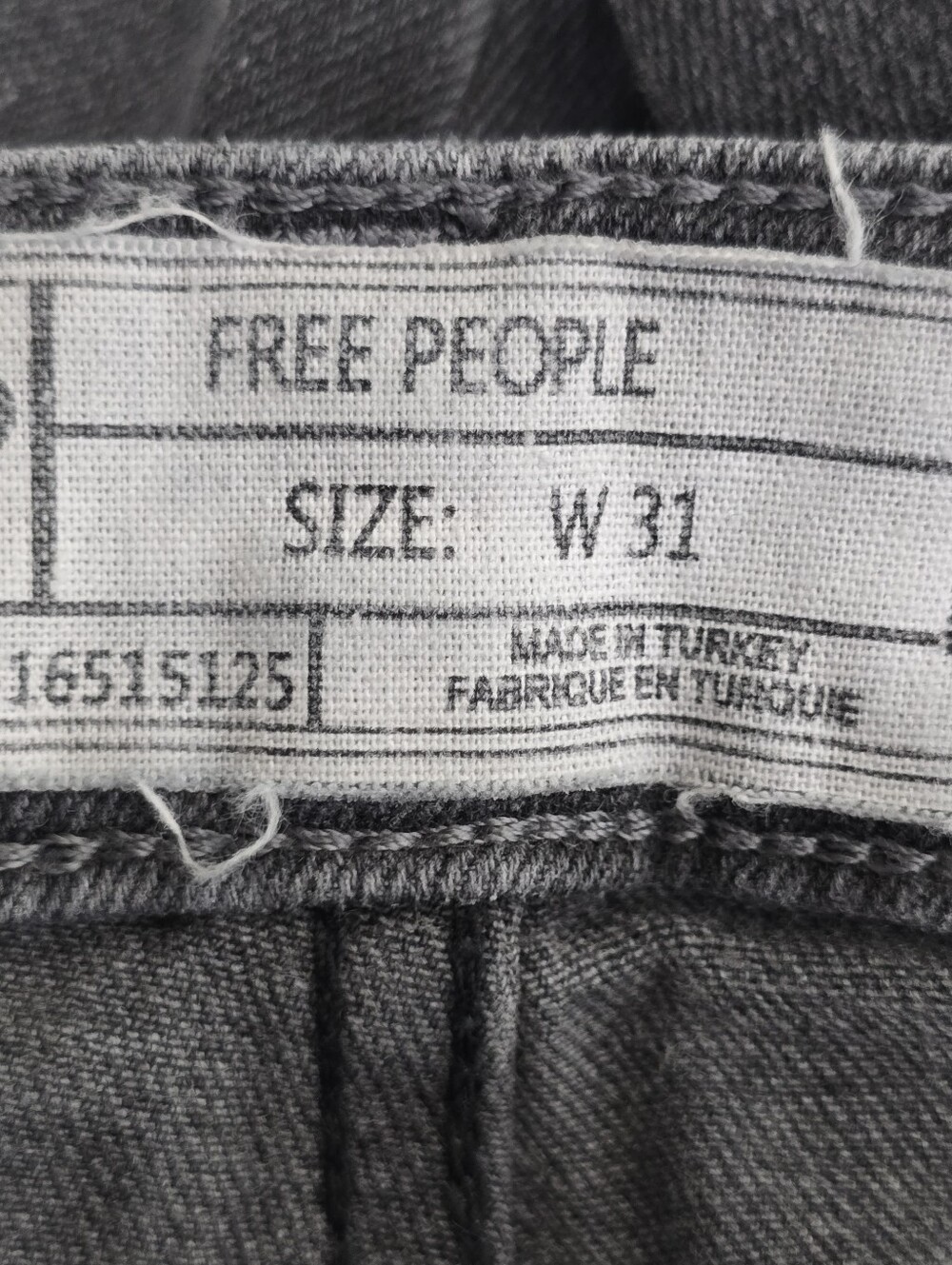 Free People We The Free Gray High Rise Straight Leg Raw Hem Jeans Grunge 31 - Picture 2 of 6